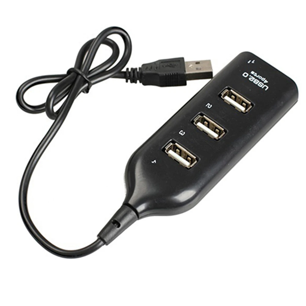 Черный USB 2,0 Hi-Скорость 4-Порты и разъёмы разветвитель адаптер для ПК компьютера универсального назначения