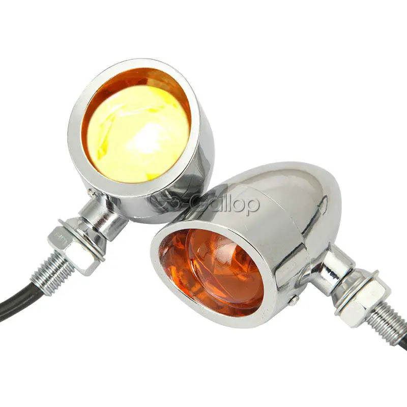 

2x Chrome Bullet Retro Turn Signals For Yamaha V-Star XVS 650 1100 Custom Silverado/Honda Shadow Aero VT VLX 600 750 1100