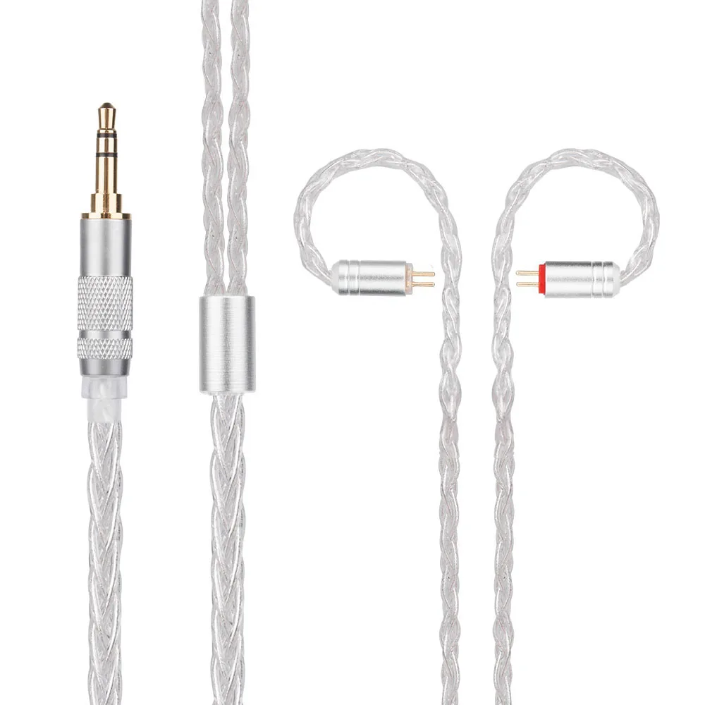 New Yinyoo H3 H5 8 Core Upgraded Silver Plated Cable 3 5mm Earphone Cable With MMCX