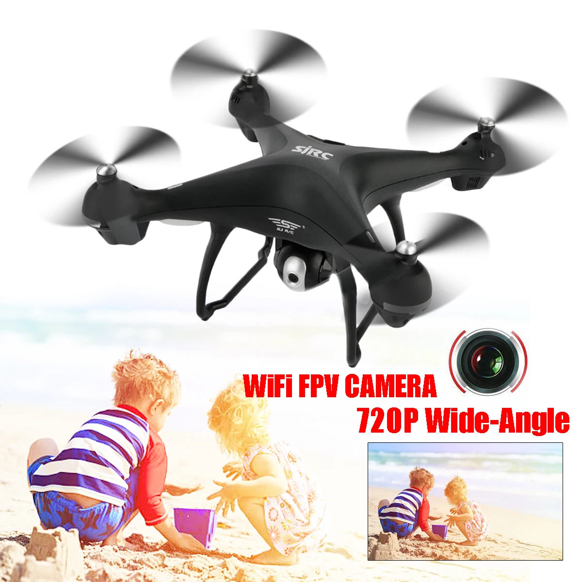 

SJ S70 FPV WIFI RC Drone With 720P Camera Live Video GPS Return Home Quadcopter White/Black 4 Glorious LED 500m TF Card 8GB