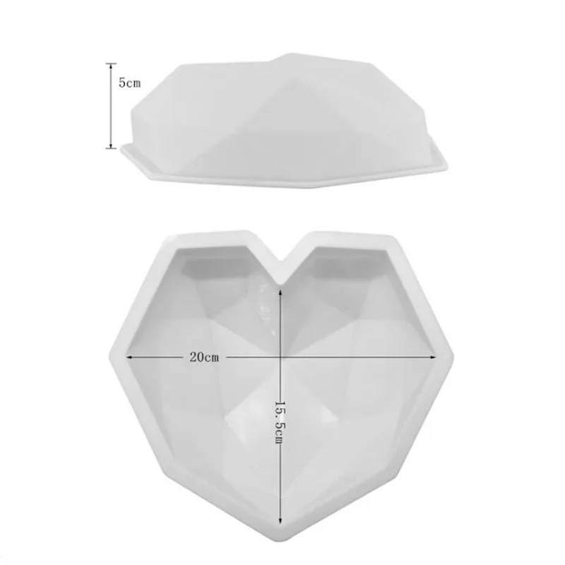 SHENHONG, 3 шт., 4D форма для выпечки торта, десерт, Алмазное сердце, художественный мусс, силиконовая 3D форма, Silikonowe Moule, Кондитерская форма для шоколада