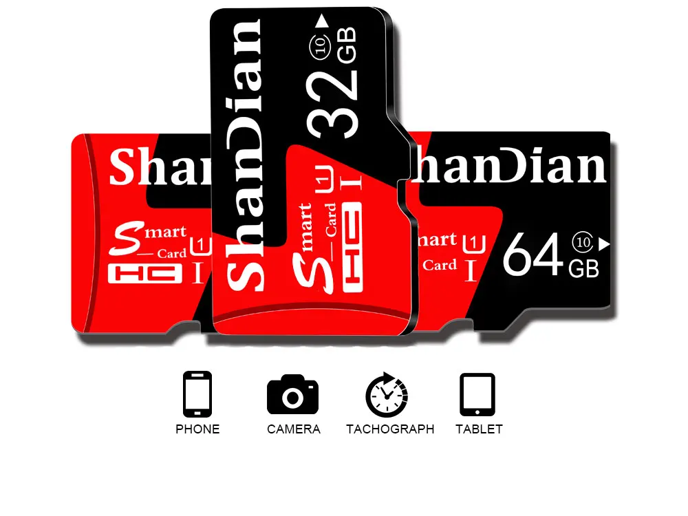 SHANDIAN, высокое качество, sd-карта, 4 ГБ, 8 ГБ, 16 ГБ, 32 ГБ, 64 ГБ, карта памяти, TF карта, Бесплатный SD адаптер, розничная упаковка