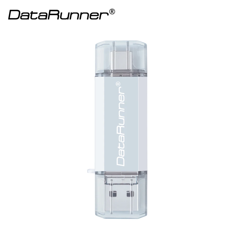 DataRunner OTG USB флеш-накопители USB3.0& type-C& Micro usb флеш-накопитель 16 ГБ 32 ГБ 64 ГБ 128 ГБ 256 ГБ 3 в 1 Флешка флеш-накопитель - Цвет: Серебристый