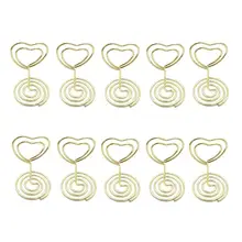 Mini Heart Shape Place Card Memo Holder Picture Stand Note Clip for Wedding Party Decoration Pack 10pcs(Gold