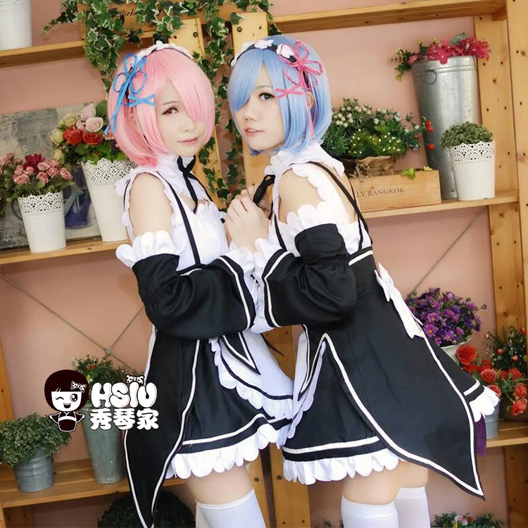 HSIU чистый цвет REM косплей парик или RAM Re:Zero Начальная жизнь в другом мире играть
