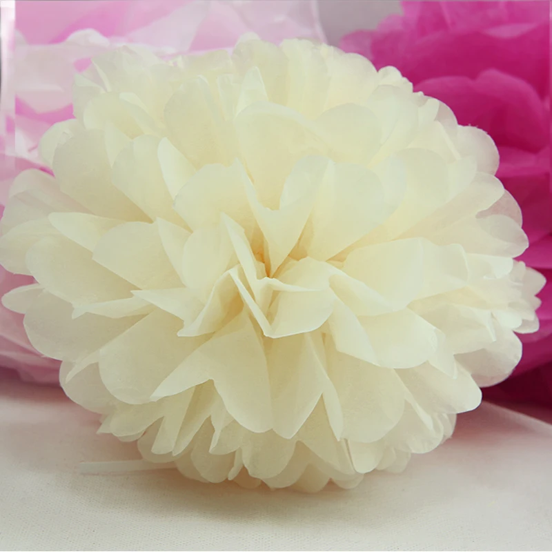 10 см 4 дюйма тканевые Цветочные шары из бумаги для свадьбы детский душ День рождения украшение домашний сад Декор бумажные помпоны - Цвет: Бежевый