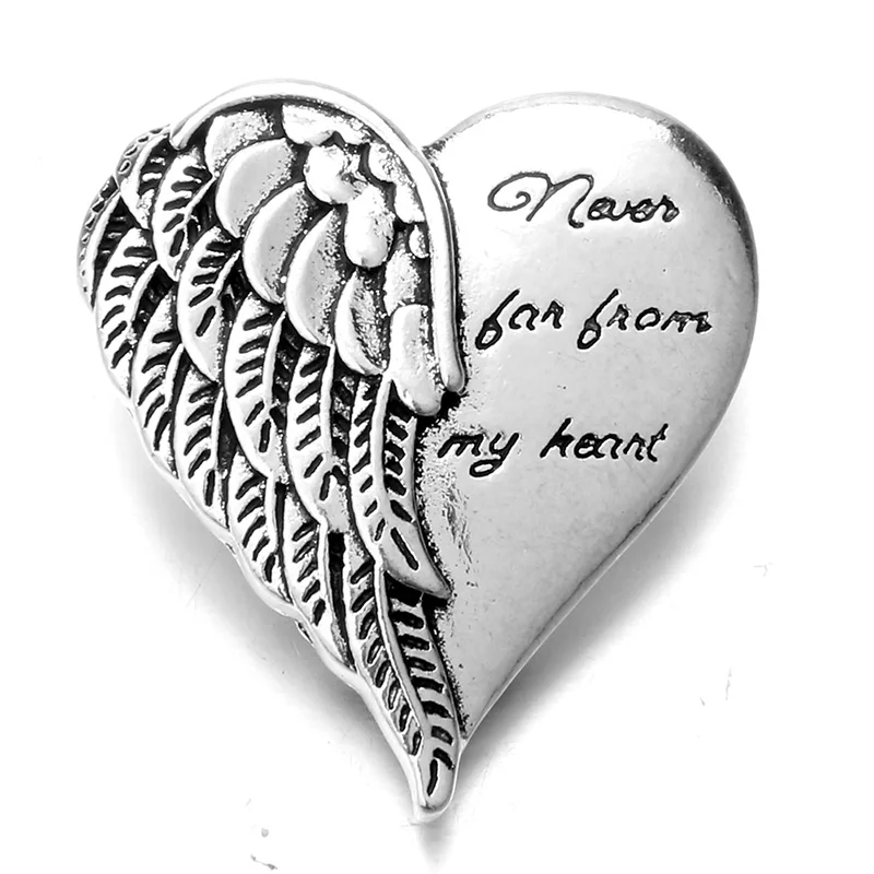 

10pcs/lot 2018 New Snap Jewelry Angel Wings Love Heart Metal 18mm Snap Buttons Fit Snap Bracelet Necklace Valentine's Day Gift