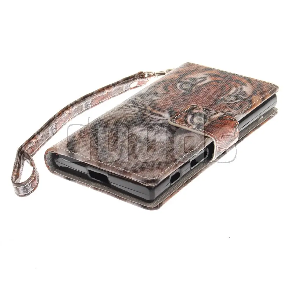 Siberian Tiger Hand Strap Leather Wallet Case for Sony Xperia X Compact X Mini