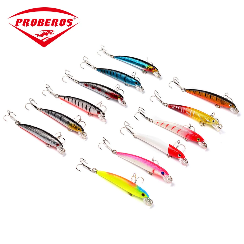12pcs Minnow 3D eyes 5.6G classic hard bait 7.5CM road DW1094 road