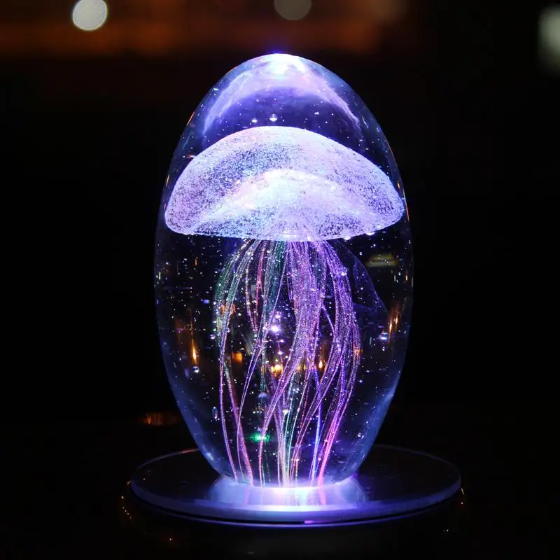 

Jelly Fish Crystal Table Decoration Lamp Multi Color Bedside Led Light with light Base Baby Sleeping Night Light 3DLed Lamp