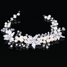 Популярная жемчуг свадебный пояс-кушак Пояс Голову Повязка на голову для невест свадебные аксессуары для волос головной убор SQ0169