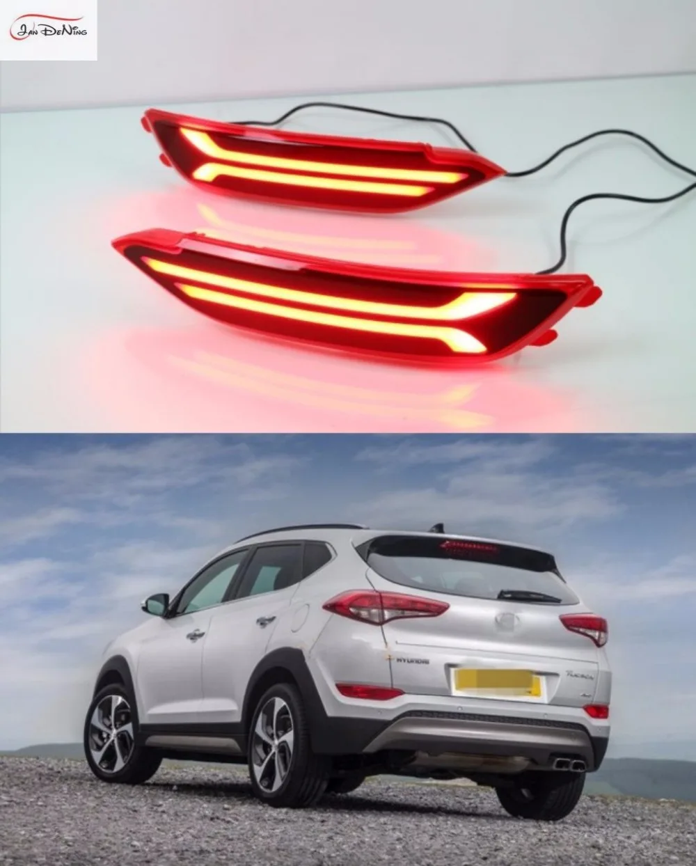 JanDeNing LED Light Guide Brake Lights Night Driving Lights DRL for Hyundai Tucson 20152017in