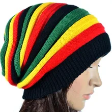Женщины вязать Багги Шапочка Rasta Ямайский Hat Зима Многоцветный череп caps