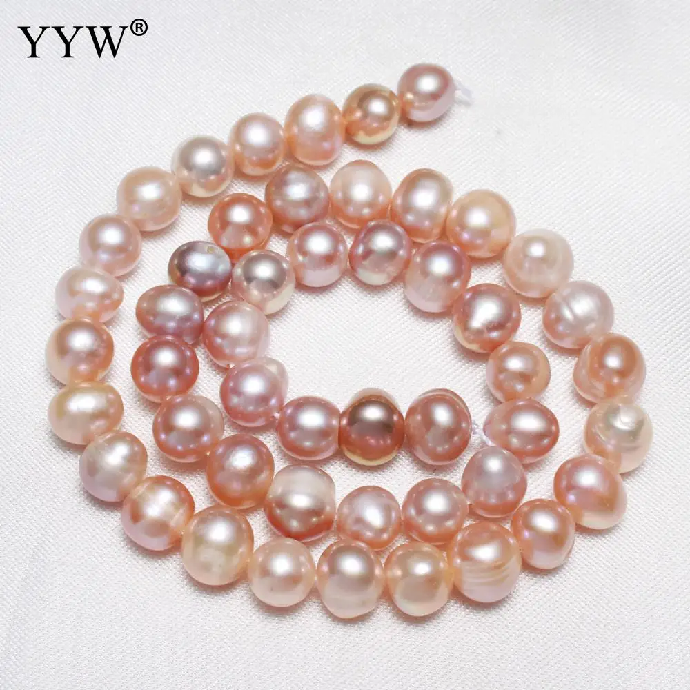 

YYW High Quality 8-9mm Cultured Potato Freshwater Pearl Beads natural purple 0.8mm Sold Per 14 Inch Strand for Jewelry Making