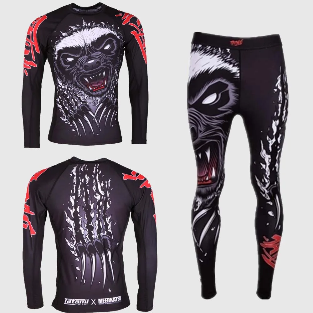 

MMATRUNKS Men's Sublimated Printed Mma Boxing Suits JIUJITSU Long-sleeved Sport Boxing Rashguard Fitness Sport BJJ Boxeo Jerseys