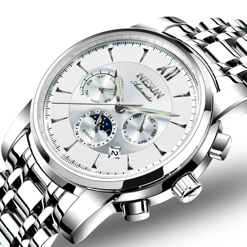

Switzerland Luxury Brand NESUN Watch Men Automatic Mechanical Watches relogio masculino Luminous Multifunctional clock N9805-3