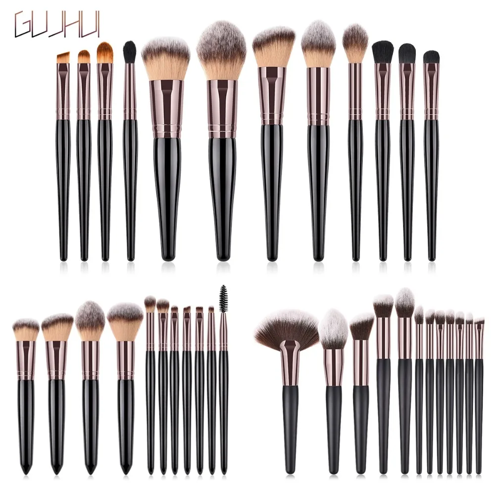 Pro Natural Kit Face Makeup Brushes Powder Set For Eye Shadow Foundation Blush 11/12pcs Eyebrow Eyelash Contour Makeup Brush Set