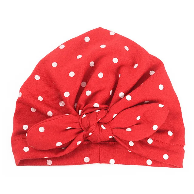 Sweet Dot Baby Girl Hat with Bow Candy Color Baby Turban Cap for Girls Elastic Infant Accessories 1 PC - Цвет: red baby hat cap