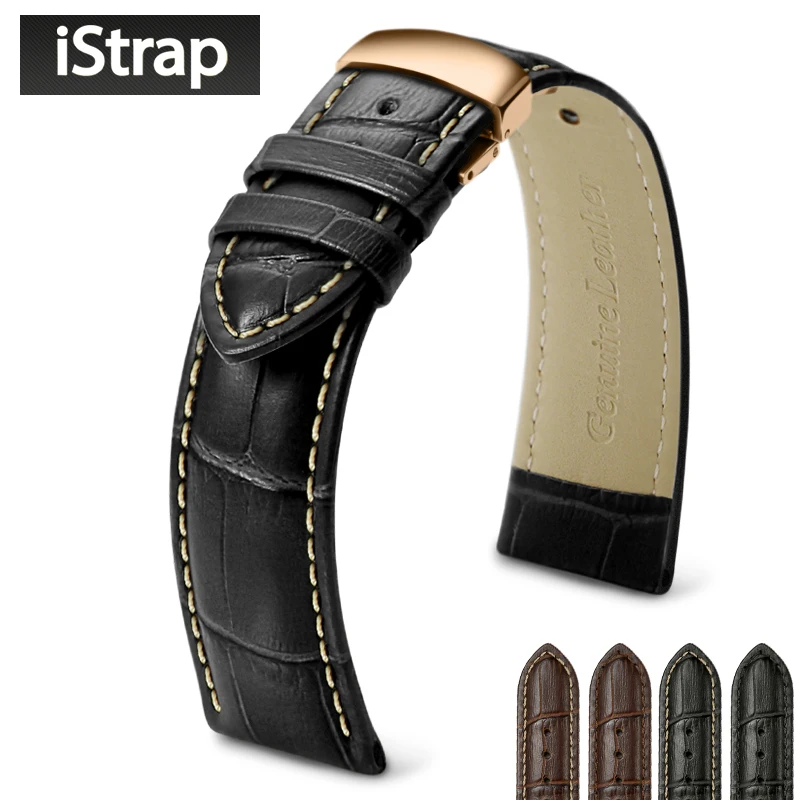 

iStrap 18mm to 24mm Genuine Leather Watch Band Straps for IWC Hamilton Omega Casio Breitling Tudor Watchband