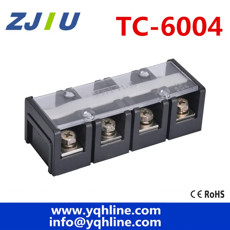 Large current 600V 600A Double Rows 4P 4 Positions Covered Barrier Screw Terminal Block Copper