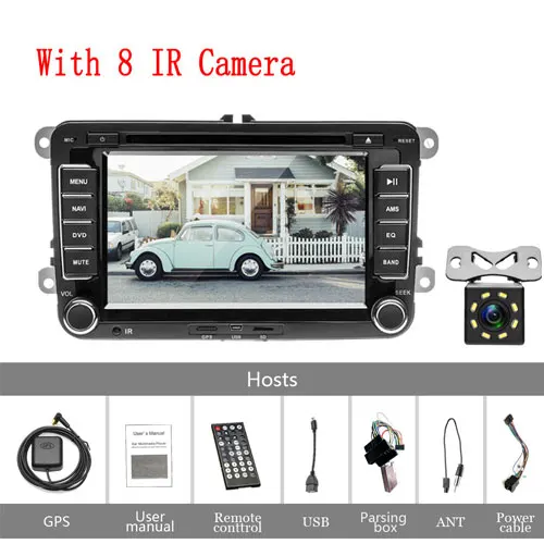 Camecho Два Din Автомобильный мультимедийный плеер автомагнитолы DVD gps Авто Радио стерео для Skoda/Seat/Volkswagen/VW/Passat b7/POLO/GOLF 5 6 - Цвет: With 8 IR Camera