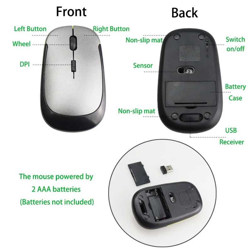 2.4G Wireless Mouse USB 2.0 Receiver Super Slim Mini Optical Wireless Mouse USB Right Scroll Mice For Laptop PC Video Game wireless mouse wireless optical mouse