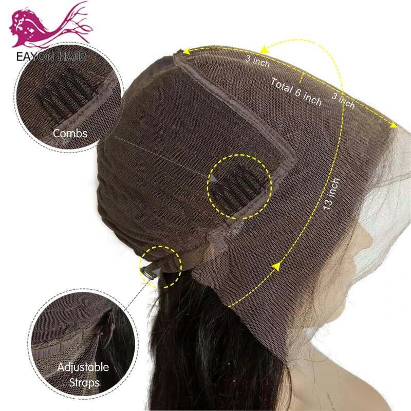 EAYON 13x6 короткие парики из человеческих волос на кружеве с челкой по бокам глубокий расставляющийся парик из бразильских волос