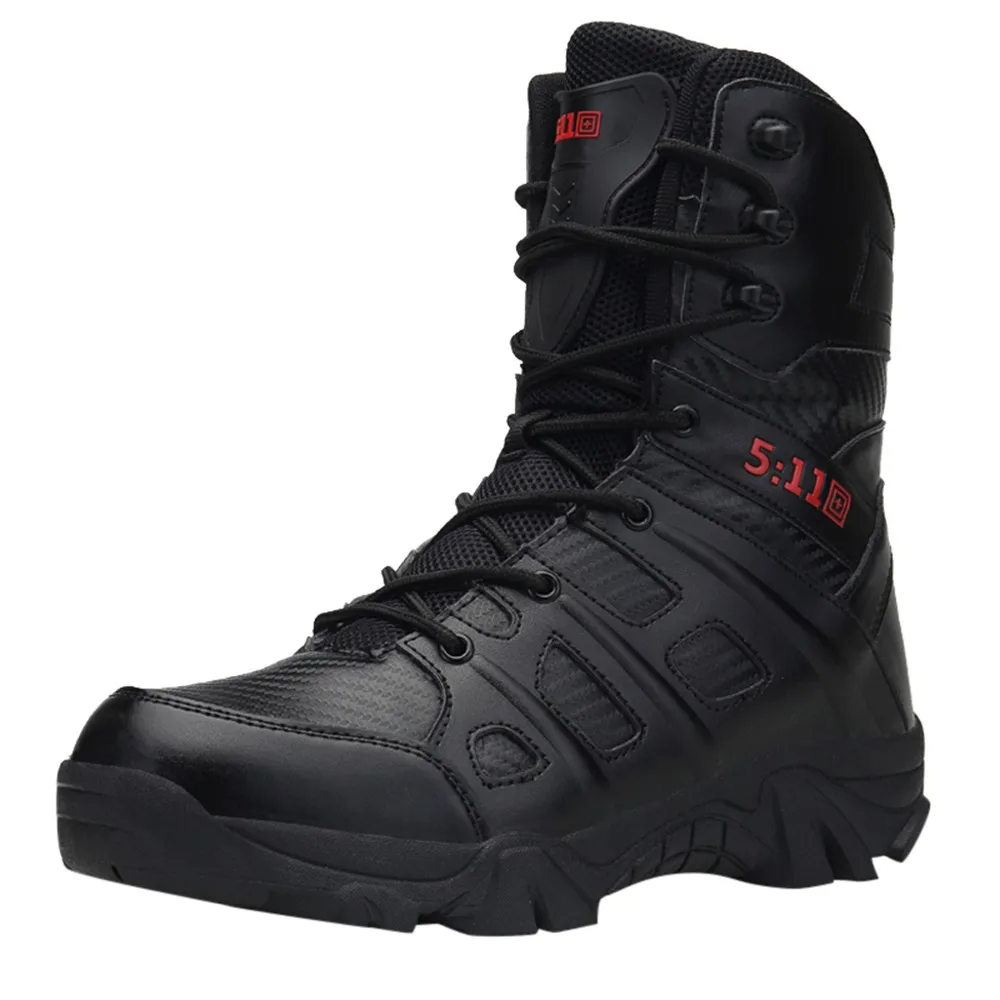 Новое поступление, мужские ботинки, крутая зимняя обувь, удобные нескользящие износостойкие армейские походные уличные военные ботинки - Цвет: Черный