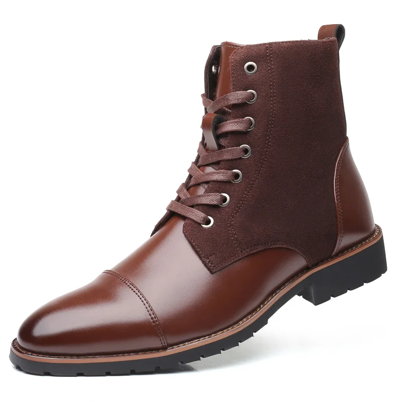 

Spring Winter Men Boots Men Pu Leather Boots High Quality Warm Snow Boots Pointed Toe Ankle Boots