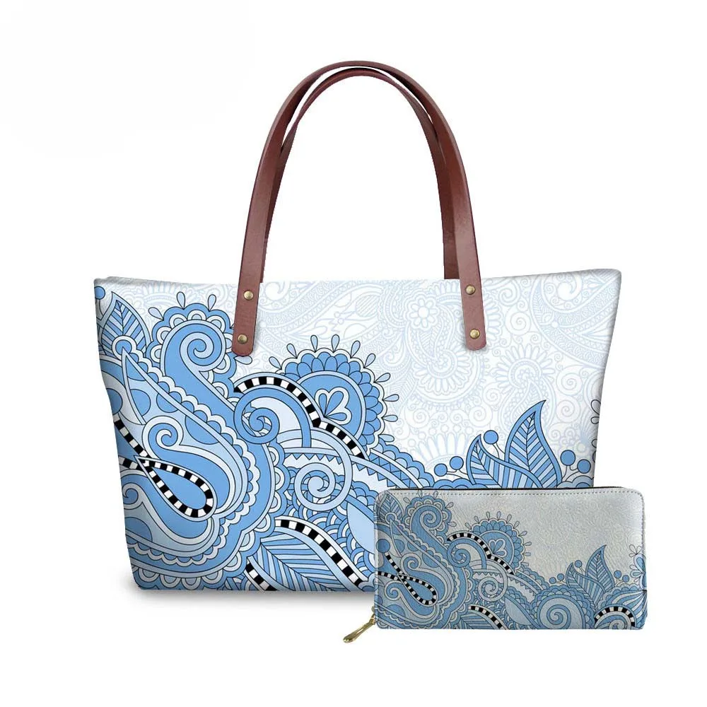 

NOISYDESIGNS Women Paisley Pattern Handbags&Wallet Ladies Vintage Shoulder Tote Bag for Females Large Capacity Top-Handle Bags