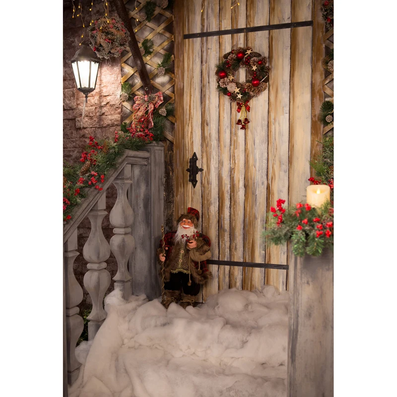 

Custom Background Vinyl Photography Christmas Wreath Santa Claus Snowflake Newborn Children Backgrounds for Photo Studio ZR-163