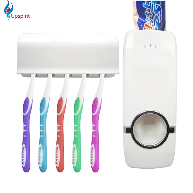 2016 bianco casa accessori per il bagno dispenser automatico di dentifricio squeezer 5 pz spazzolino