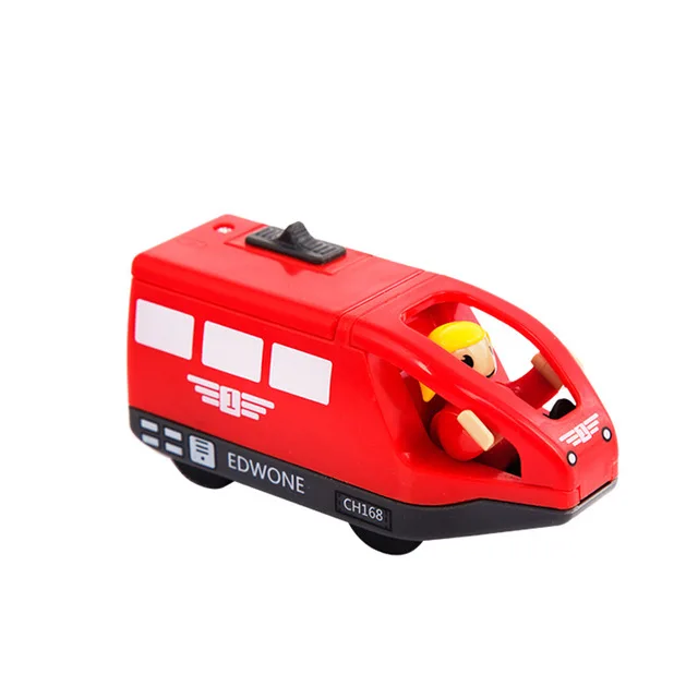 Детский Электрический поезд, игрушки, совместимые с деревянными дорожками, железная дорога, магнитная игрушка для электромобиля, подарки на день рождения для детей - Цвет: Красный