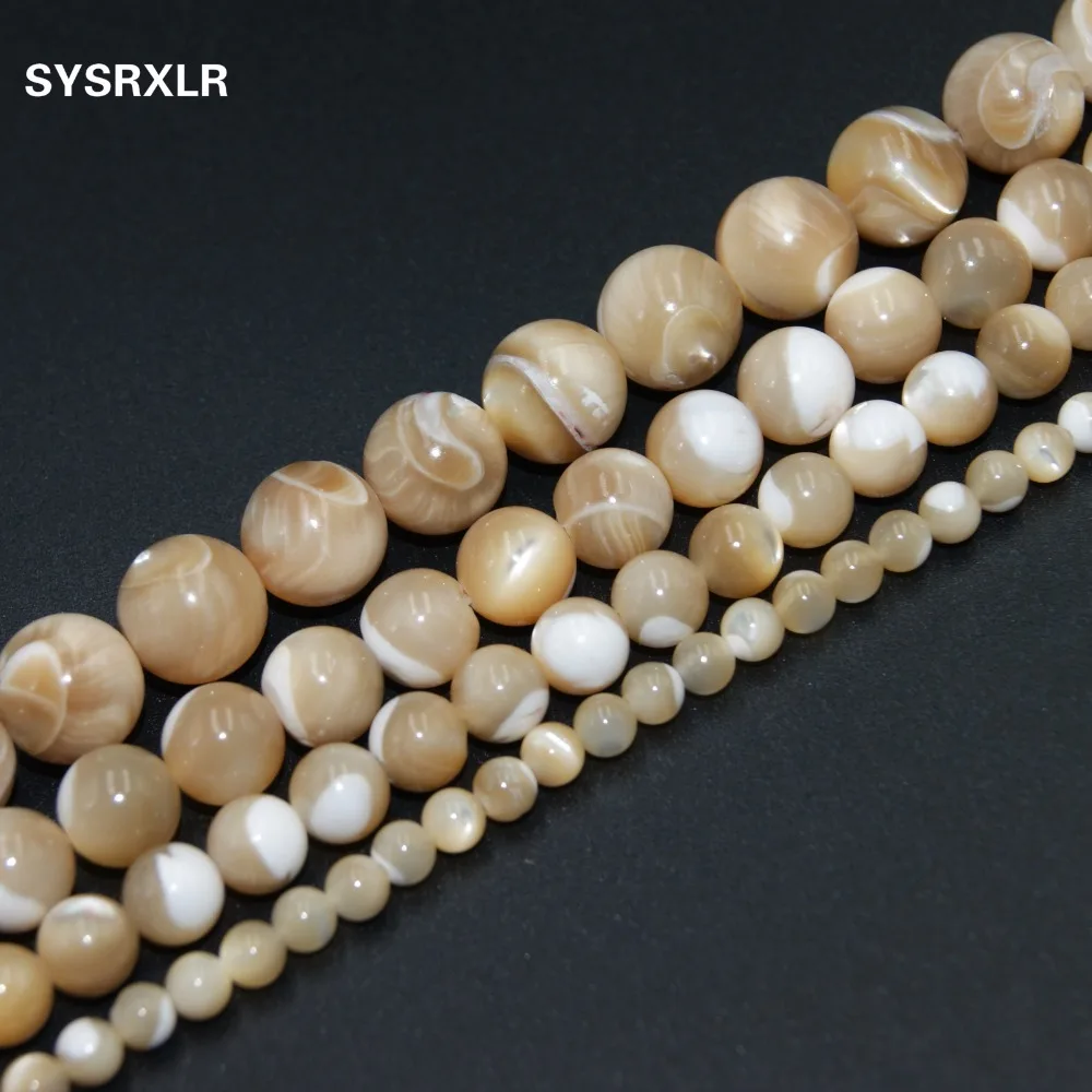 

Natural Round Beige Trochus niloticus Top Shell Stone Beads For Jewelry Making DIY Bracelet Necklace 4/6/8/10/12 MM Strand 15''