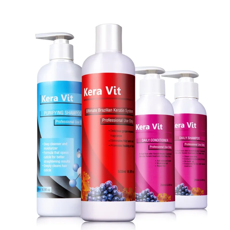 Tratamento do Cabelo Diário e Coditioner 500ml em Linha Reta sem Formalina + 500ml Shampoo + 250 Queratina Queravit Purificar Shampoo Cabelo Conjunto 6 Tratamentos p/ cabelo e couro cabeludo