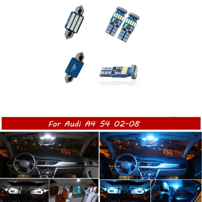 6pc Car Led Light For Audi A4 S4 B6 B7 Cold White Auto Interior Light Bulb For Audi A4 S4 02 08 Dome Reading Lights Ice Blue