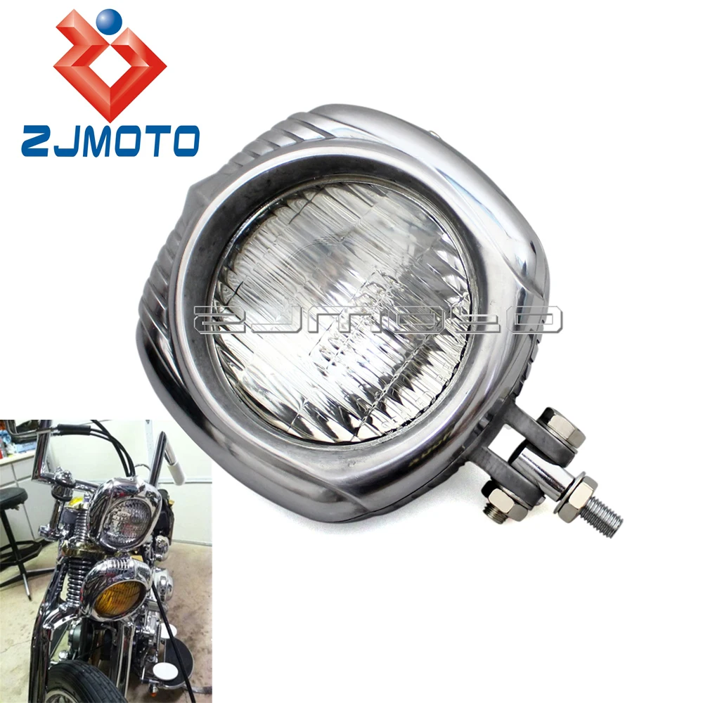 Motorcycle Brass 4" Headlight Lamp For Harley Bobber Chopper Sportster Custom