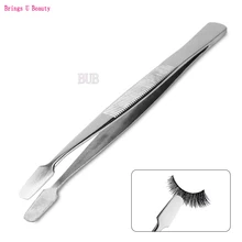 1 шт. пинцет для бровей, накладной аппликатор для наращивания ресниц, плоская головка, закругленные края, нержавеющая сталь, многофункциональные инструменты для макияжа