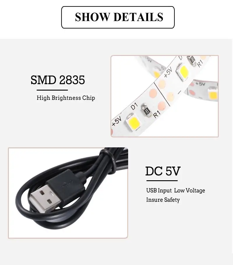 5 V usb-кабель светодиодный полосы света ТВ фонового освещения 1 м 2 м 3 м 4 м 5 м светодиодный SMD2835 полосы света RGB Теплый Холодный белый Desktop Экран