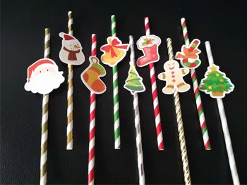 

500 X Cartoon Straw With Card Drinking Paper Straws For Christmas Series Decoration Gift Party Event Supplies