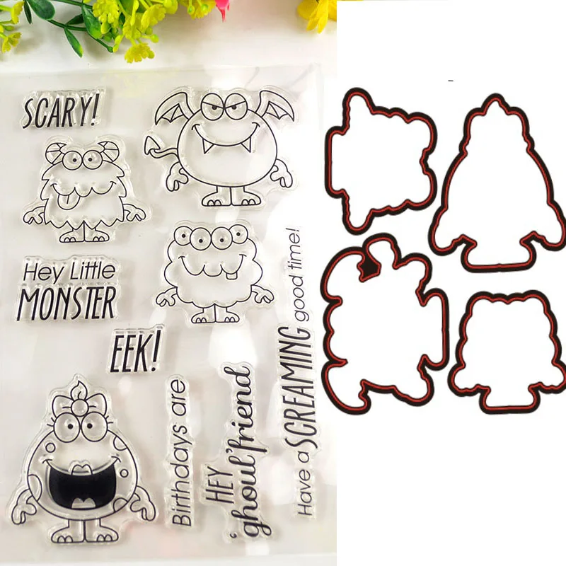 

Little monster Transparent Clear Stamp/coordinating die for DIY scrapbooking/photo album Card making stationery stamp supply