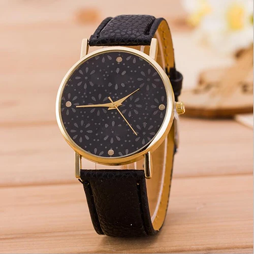 

Watches Women Printed Flower Wrist Watch Luxury Casual Quartz Leather Wrist Watch