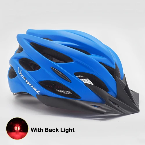 VICTGOAL шоссейные велосипедные шлемы с светильник солнцезащитный козырек сетка от насекомых дышащий велосипедный шлем для мужчин MTB горный велосипедный шлем задний светильник - Цвет: Matte Blue Helmet