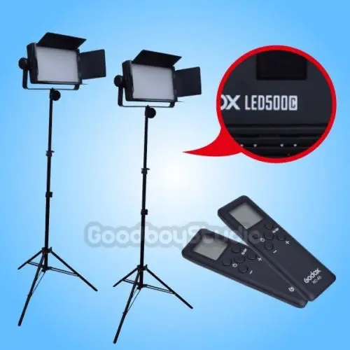 

2PCS Godox LED500C 3300K-5600K LED Light Lamp Panel + 185 Reverse Light Stand Lighting Kit