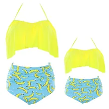 Бикини Mommy and Me Двухсекционный купальный костюм одежда цветочный Polkt Dot Ptints купальники пляжные комплекты бикини высокие бикини