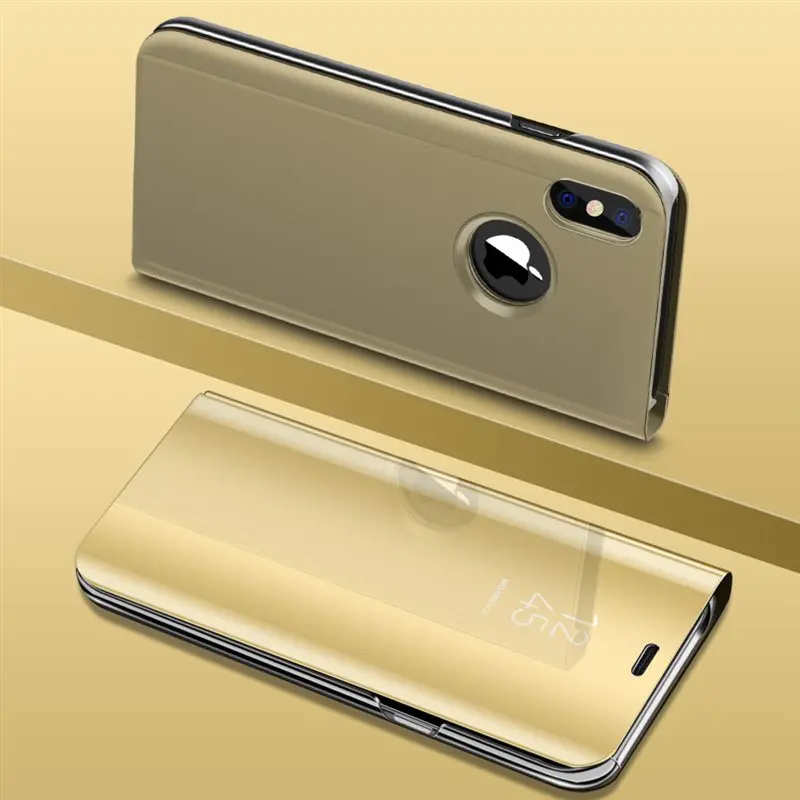 

for Iphone 8 Plus Shell Mirror Flip Cases for Iphone 6 X 7 XR XS XR MAX Leather Back Cover Phone Case Clear View Mirror Case