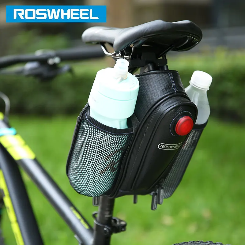 ROSWHEEL велосипедная седельная сумка W/2 для бутылки с водой и светодиодный