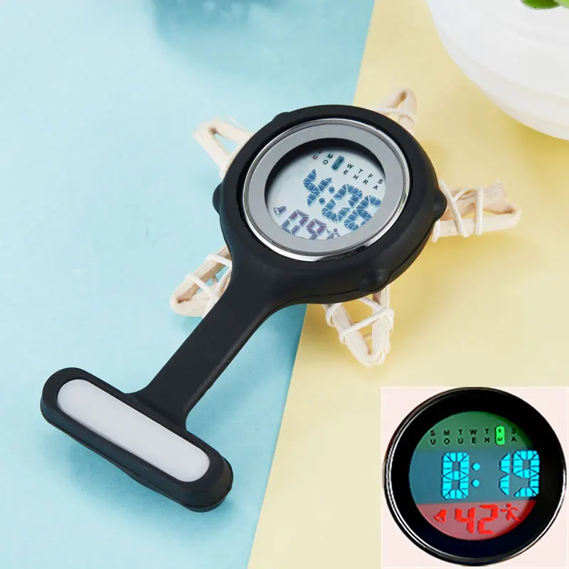 

New Rubber Nurse Watch Brooch Tunic Fob Watch Multiple Colour Cute Digital Watch Luminous Women Children Pocket Watch