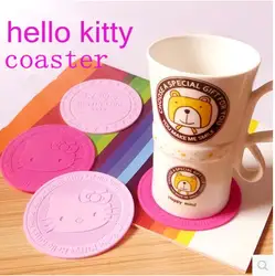 1 шт. образец ярко-розовый цвет и розовый рисунок «Hello Kitty» мягкий силиконовый Кофе coaster kidproof чашки Свадебная вечеринка день рождения подарки