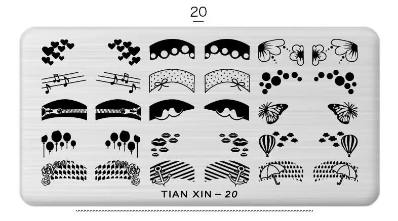 PinPai нержавеющая сталь пластина для стемпинга для нейл-арта 24 Дизайн Французский штамп для ногтей для рисования Печать Шаблоны тарелки с рисунком маникюрные инструменты - Цвет: 20
